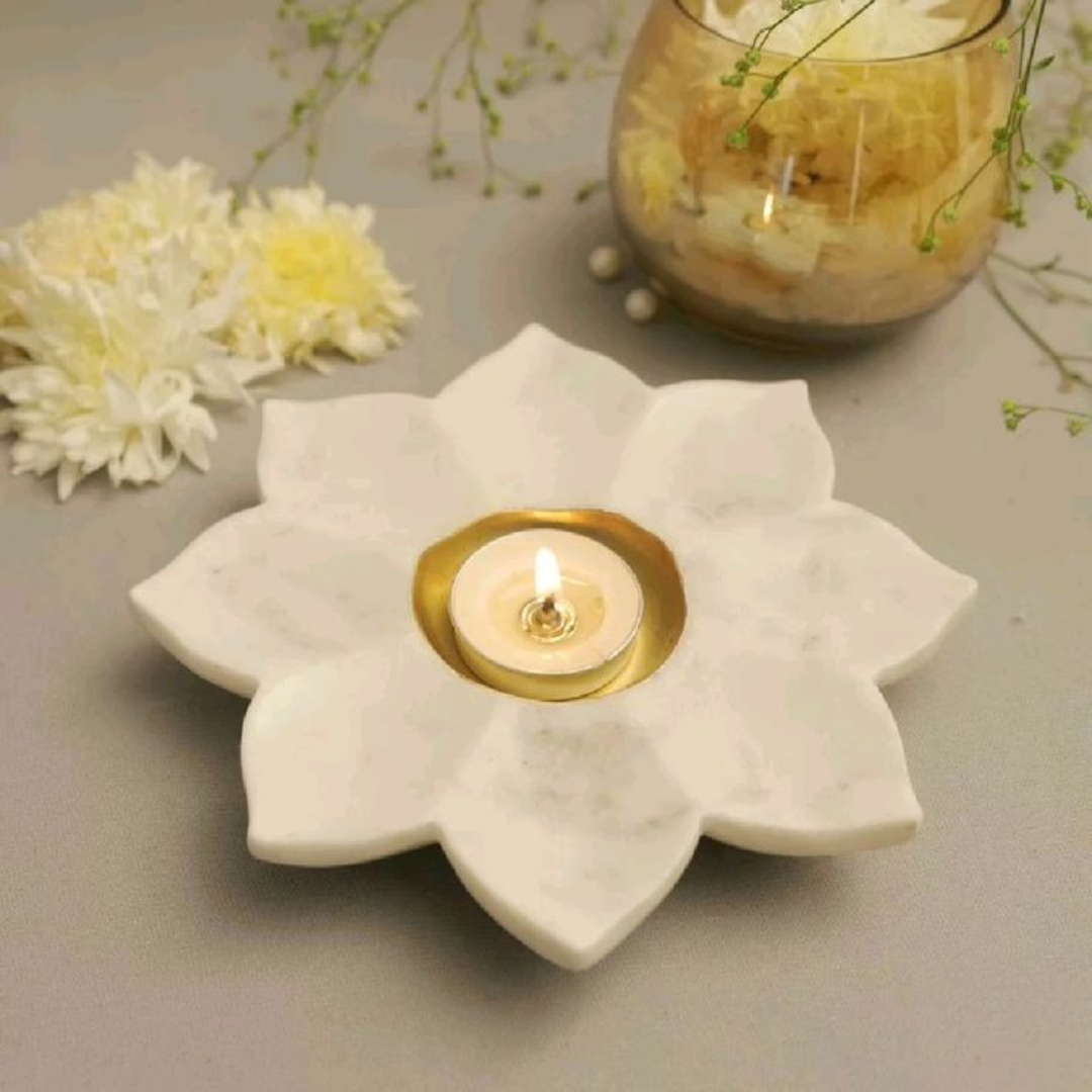 Marble Lotus Candle Holder for Home Decor