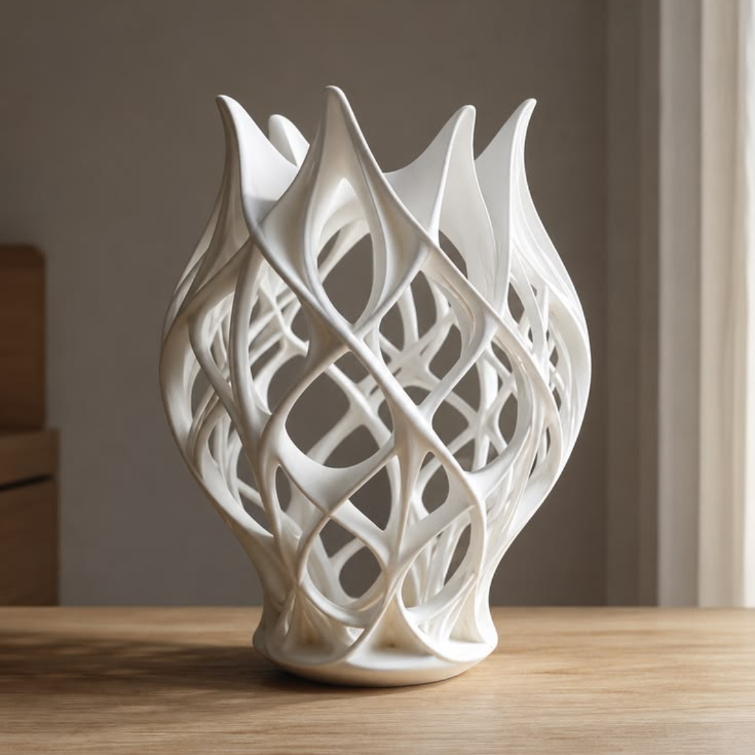 White 3D Printed Decorative Vase