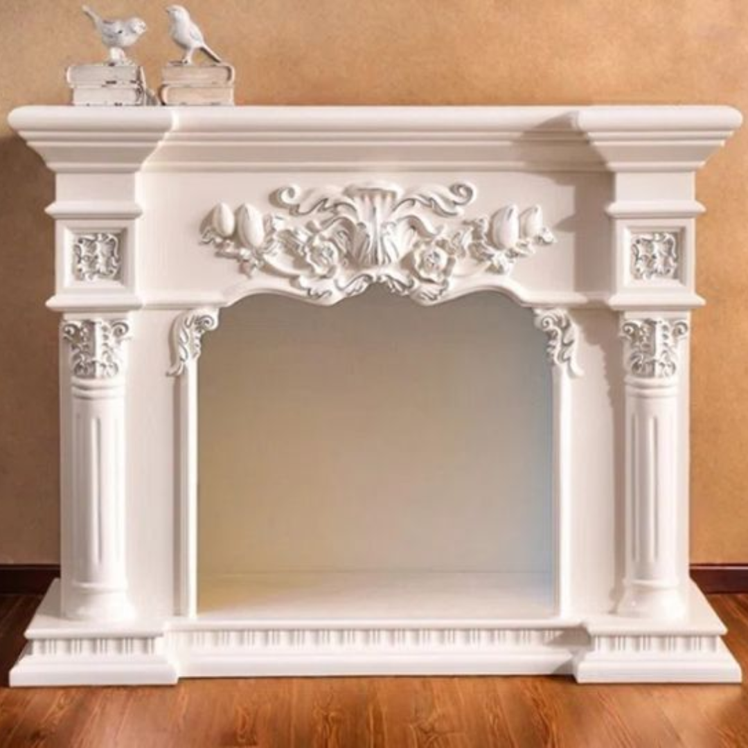 Luxury White Marble Fireplace