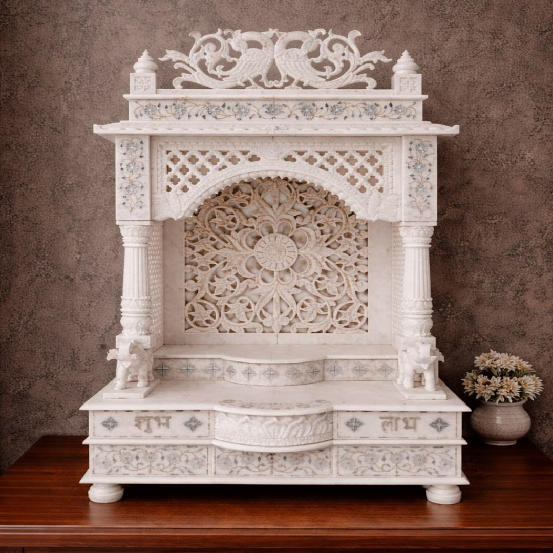 Premium Handcrafted White Marble Temple