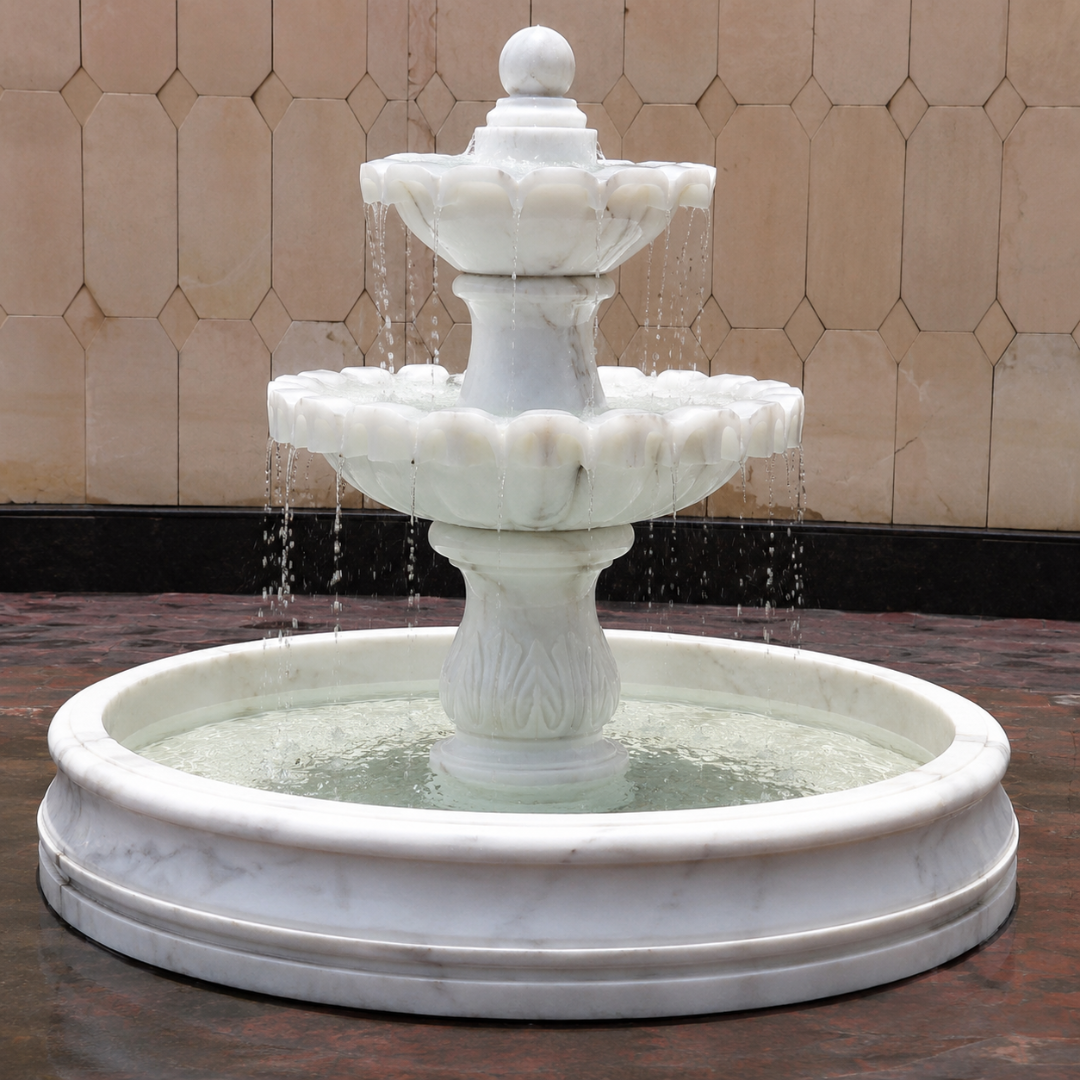 Luxury White Marble Tiered Water Fountain