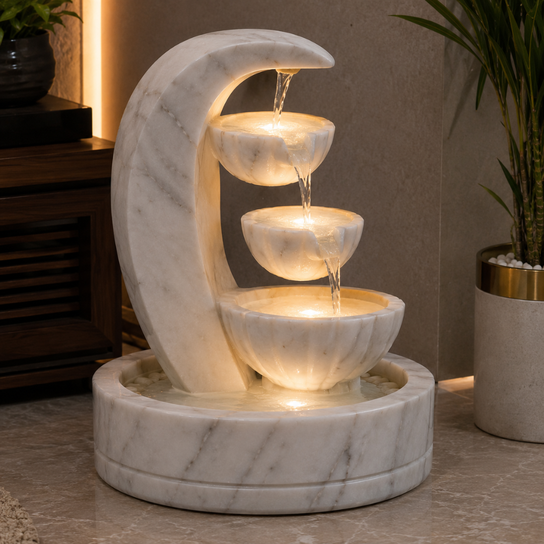 Modern White Marble Indoor Water Fountain
