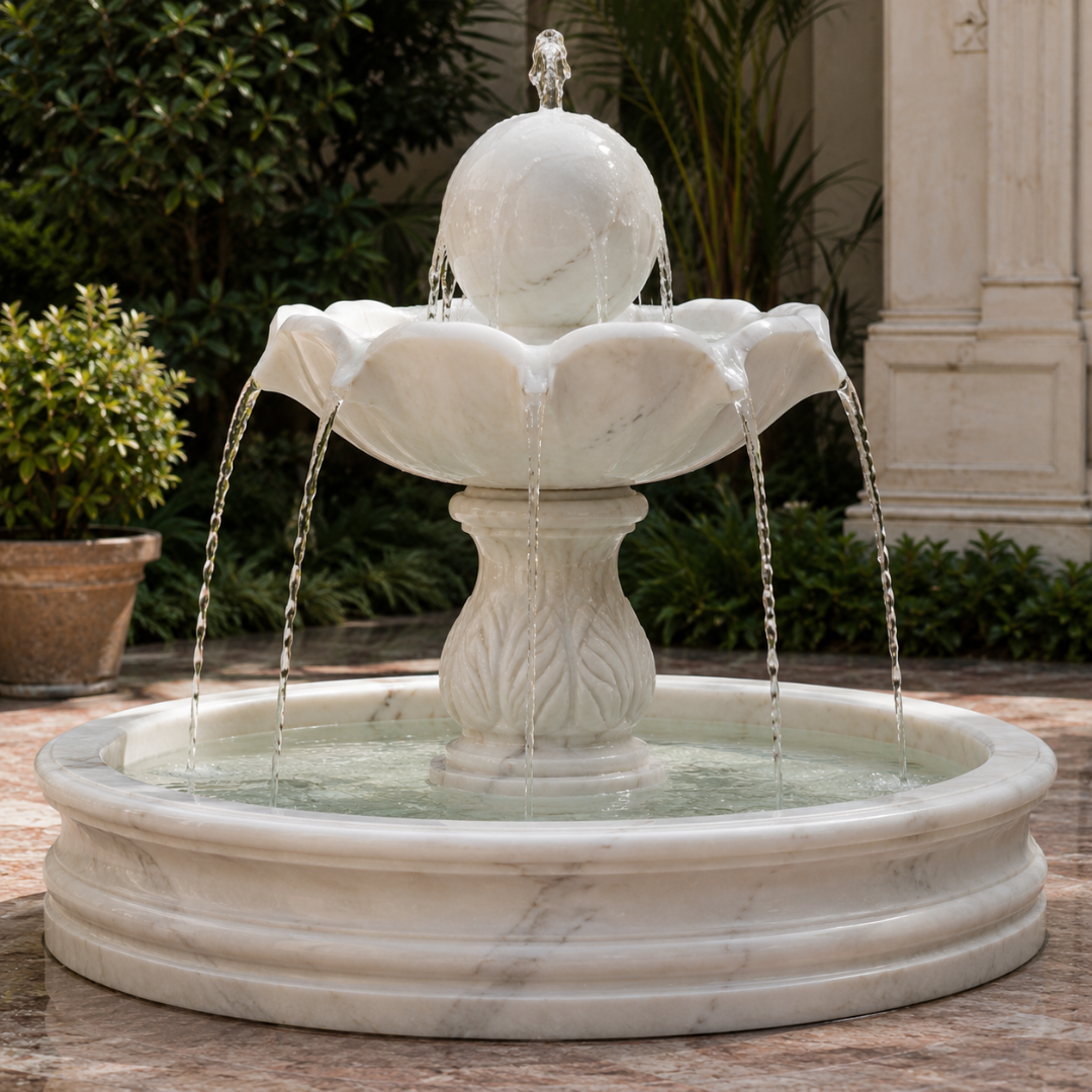Marble Lotus Garden Water Fountain