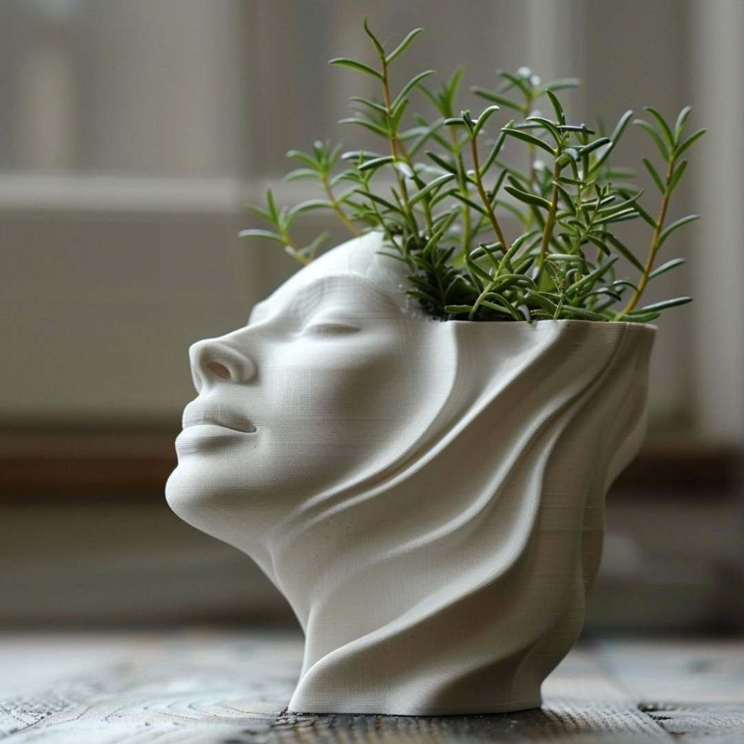 Modern Face Shape Decorative Marble Planter