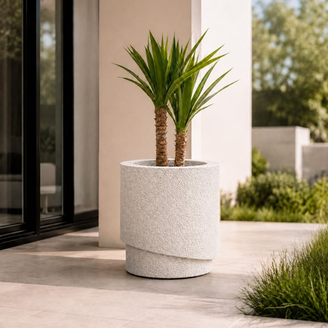 White Marble Outdoor Garden Planter
