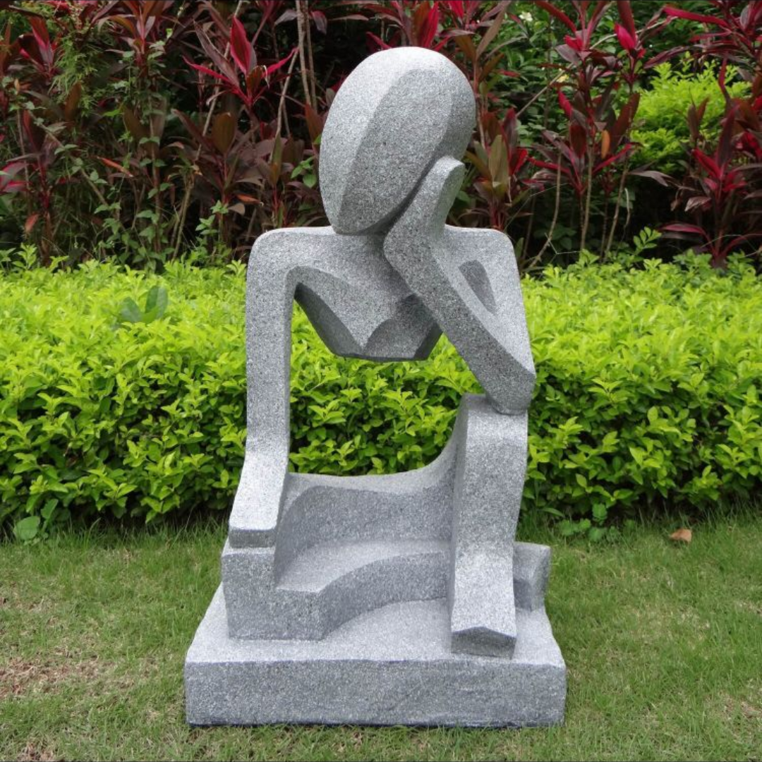 Modern Abstract Marble Thinker Garden Statue