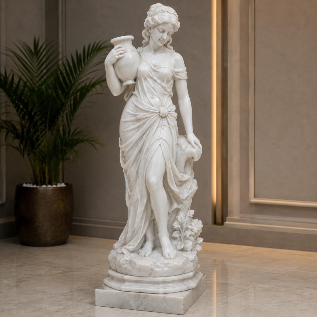 White Marble Lady Decorative Statue