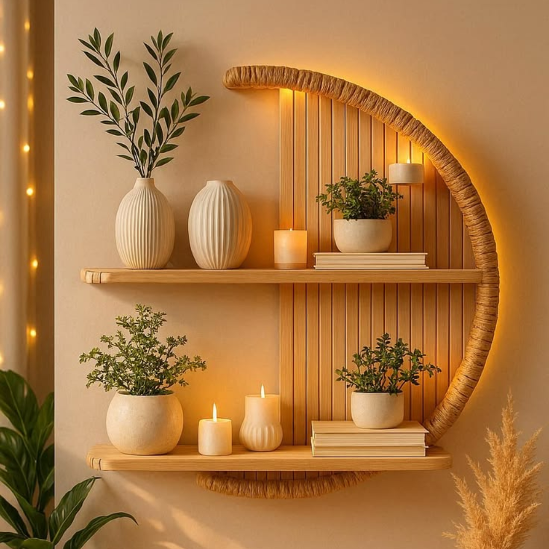 Wooden Decorative Wall Panel Shelf